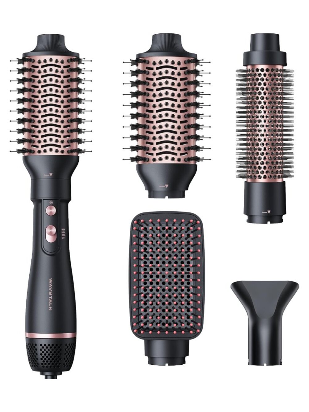 4-in-1 Hot Air Brush Set Interchangeable Styling Heads Salon Blowout